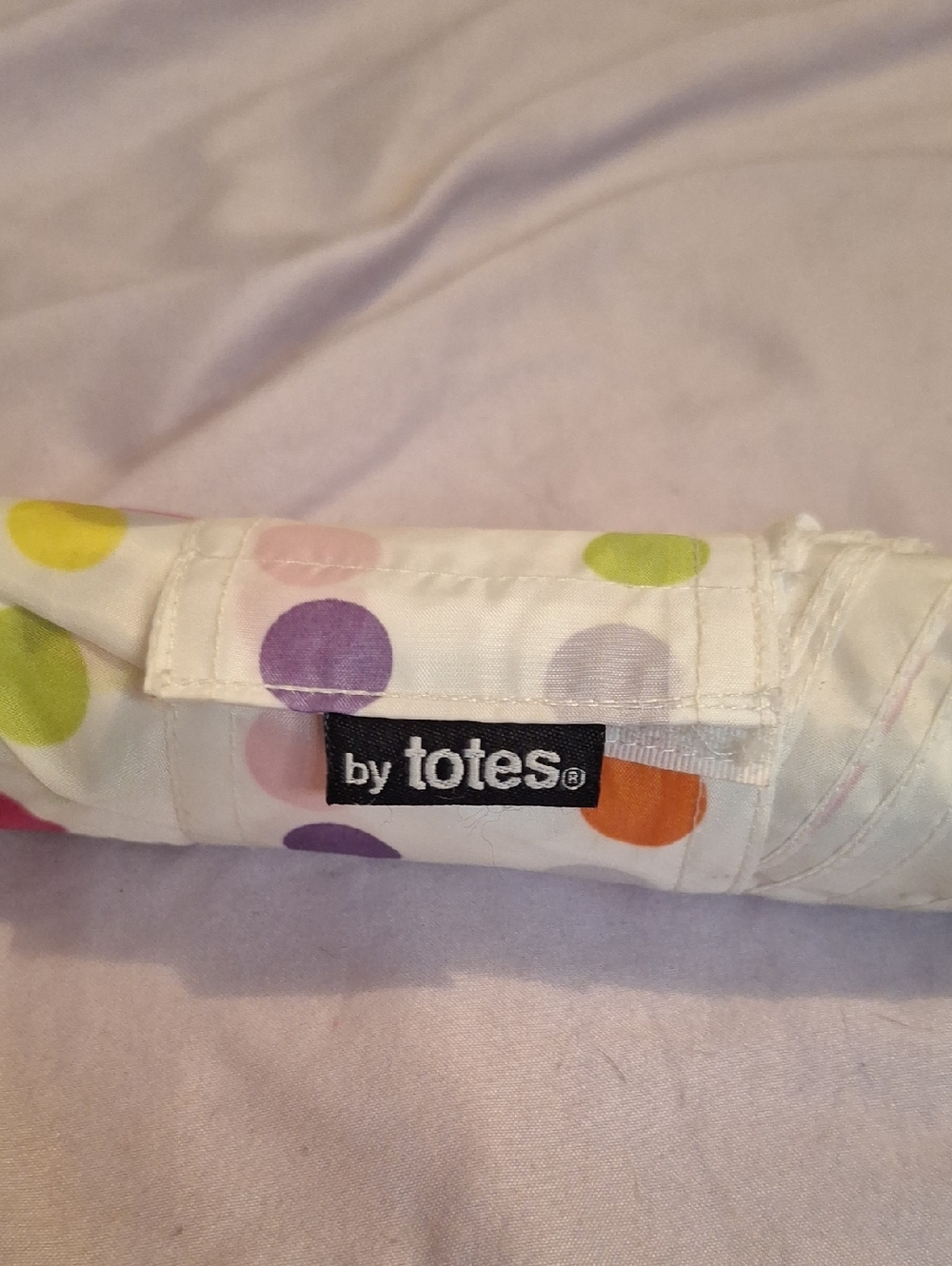 totes White Umbrella with Multicolor Polka Dots New With Tags